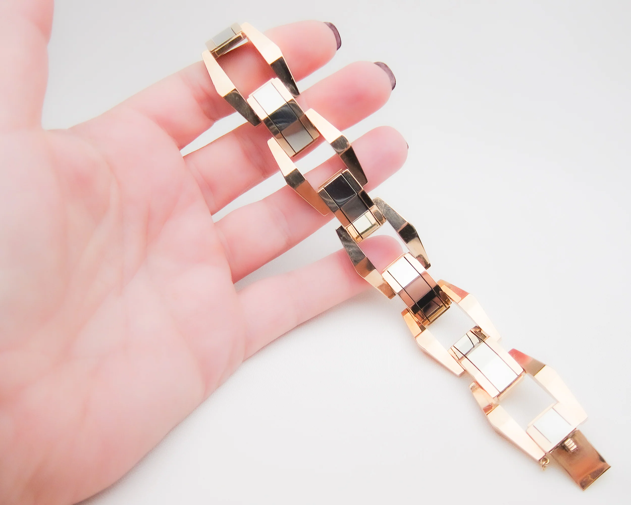 14KT Rose & White Gold Retro Bracelet - Image 4
