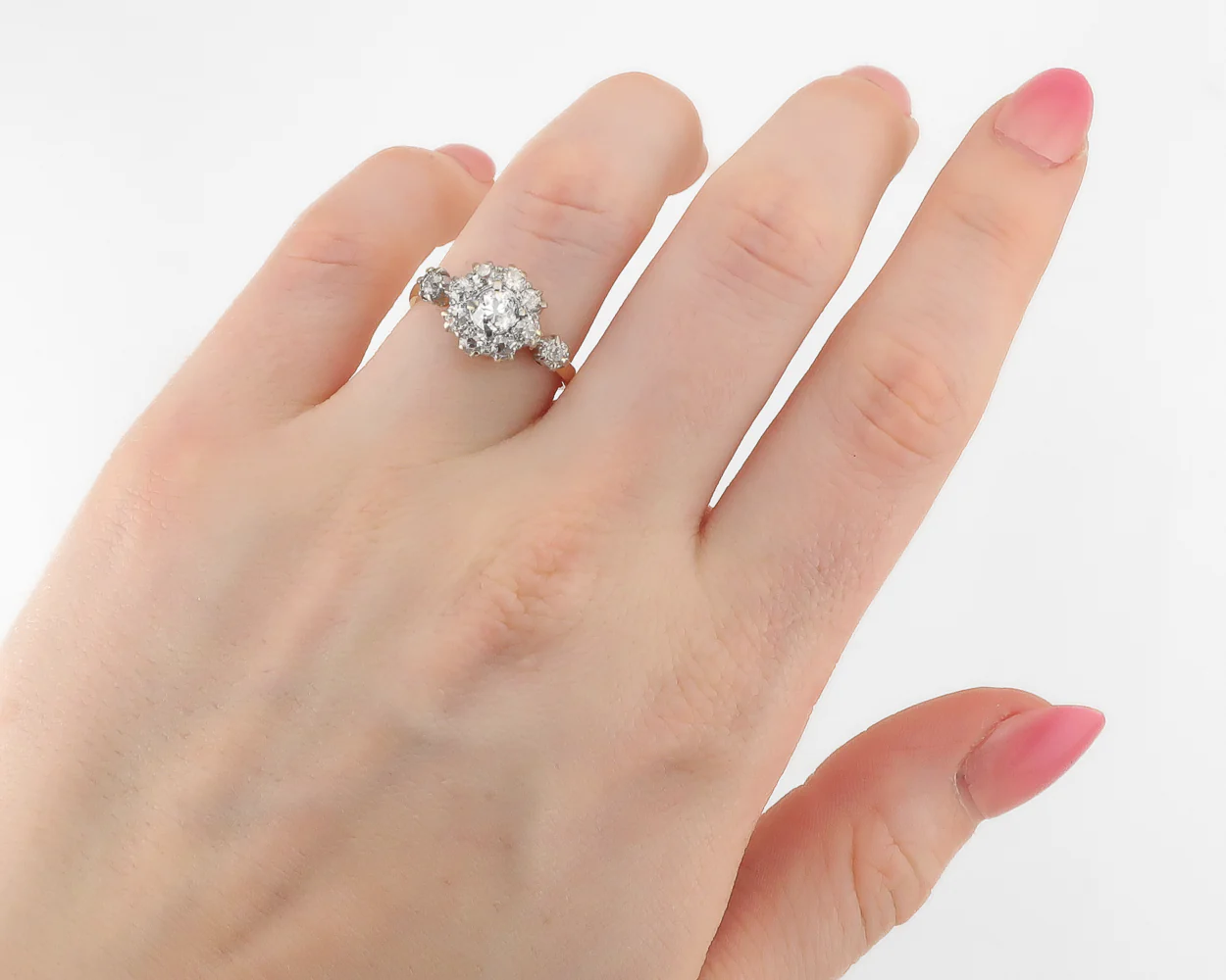 Vintage Two-Tone Diamond Cluster Ring - Image 4