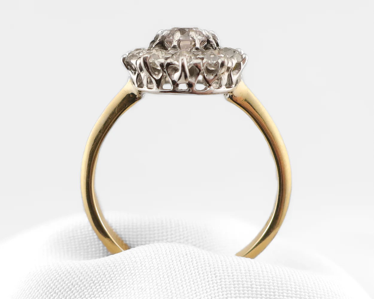 Art Deco 2-Tone Gold Diamond Halo Ring - Image 3