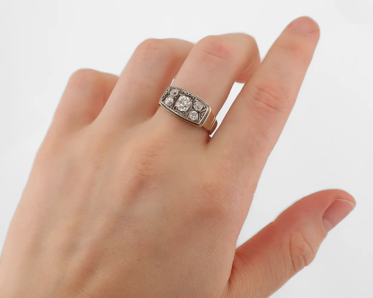 Art Deco 5-Stone Diamond Band - Image 4