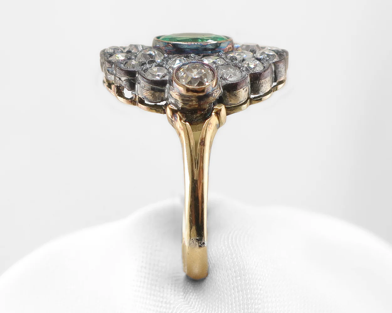 Victorian Emerald & Diamond Cluster Ring - Image 3