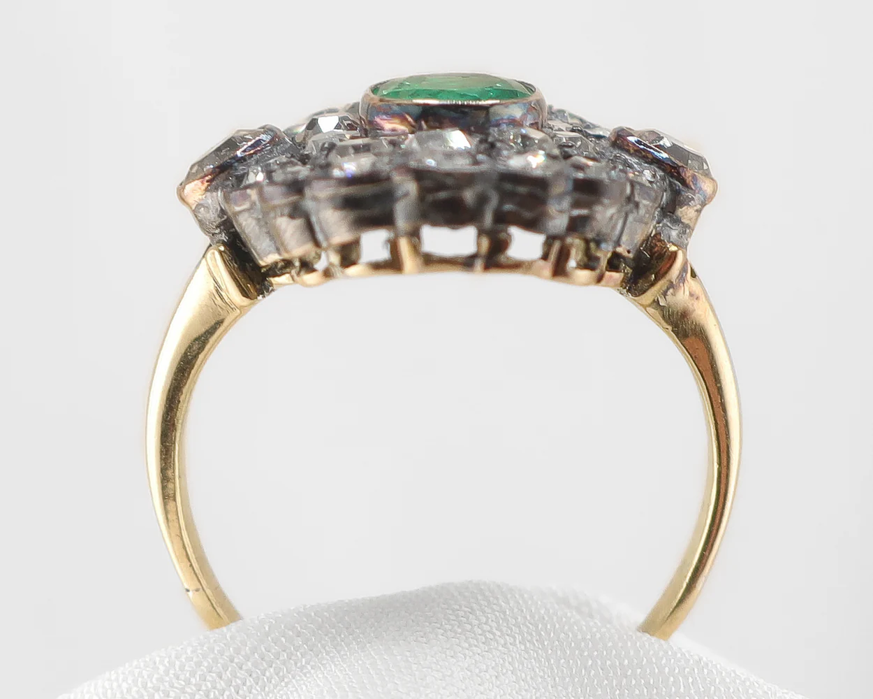 Victorian Emerald & Diamond Cluster Ring - Image 4