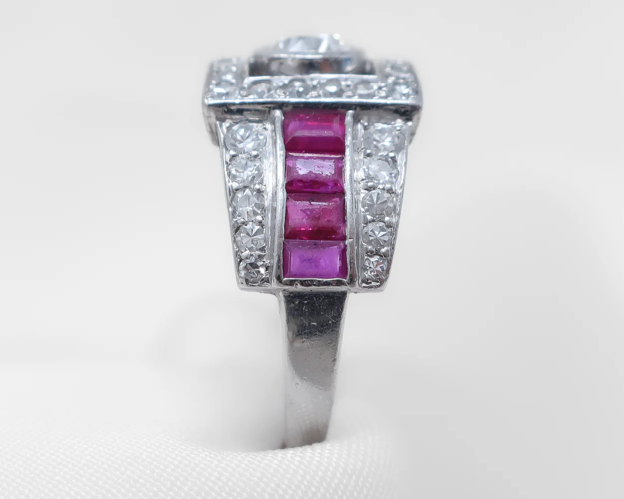 Art Deco Diamond and Ruby Buckle Ring - Image 3