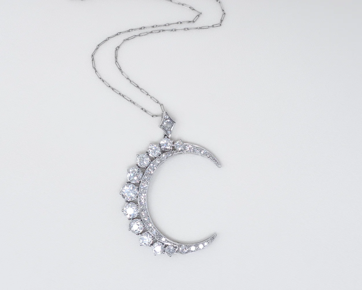 Art Deco Diamond Crescent Moon Necklace - Image 2
