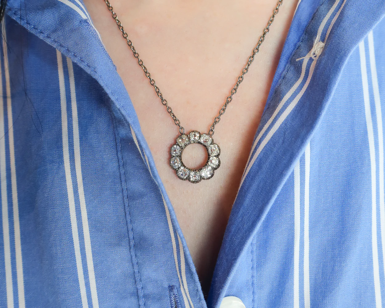 Art Deco Diamond Halo Pendant - Image 4