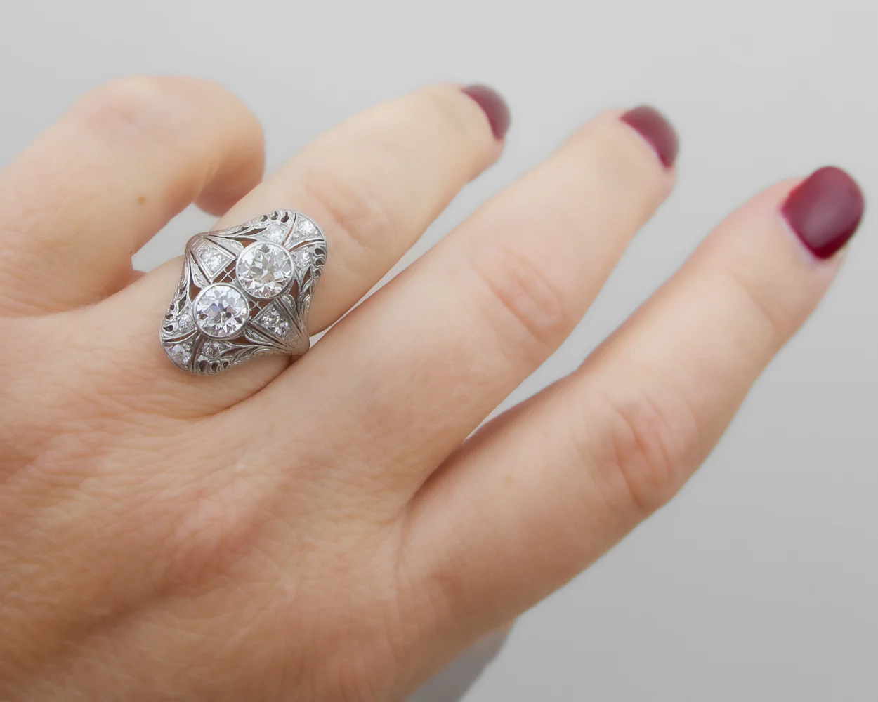Art Deco Double Diamond North-South Ring - Image 3