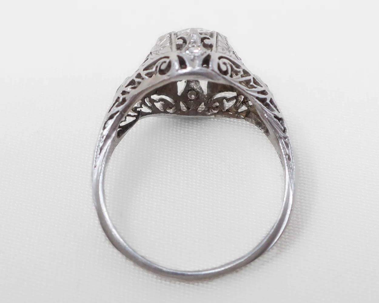 Art Deco Diamond Ring with Sapphire Accents - Image 3