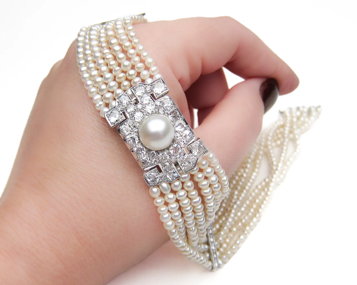 Art Deco Pearl & Diamond Choker - Image 5