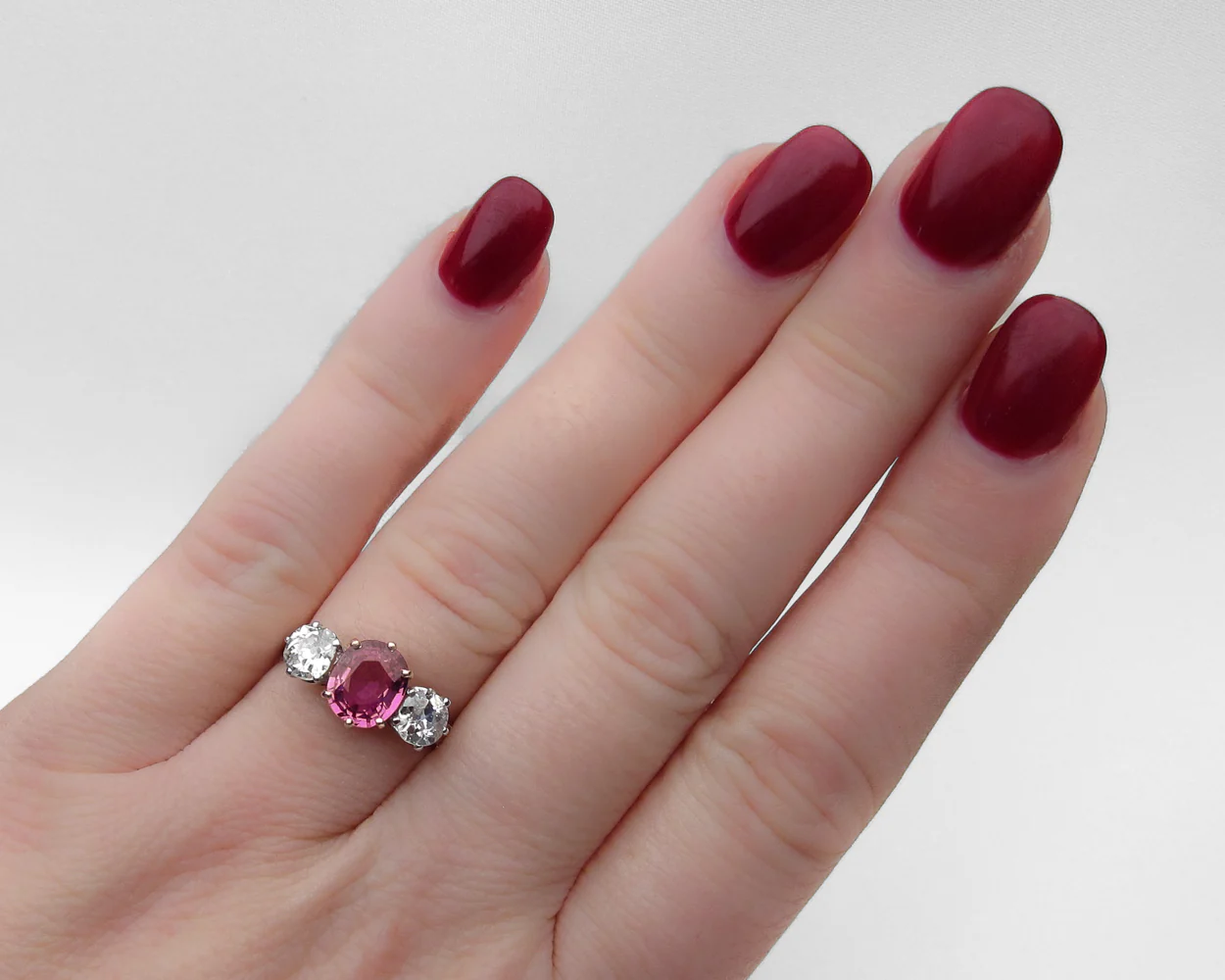 Art Deco Pink Sapphire & Diamond Ring - Image 3