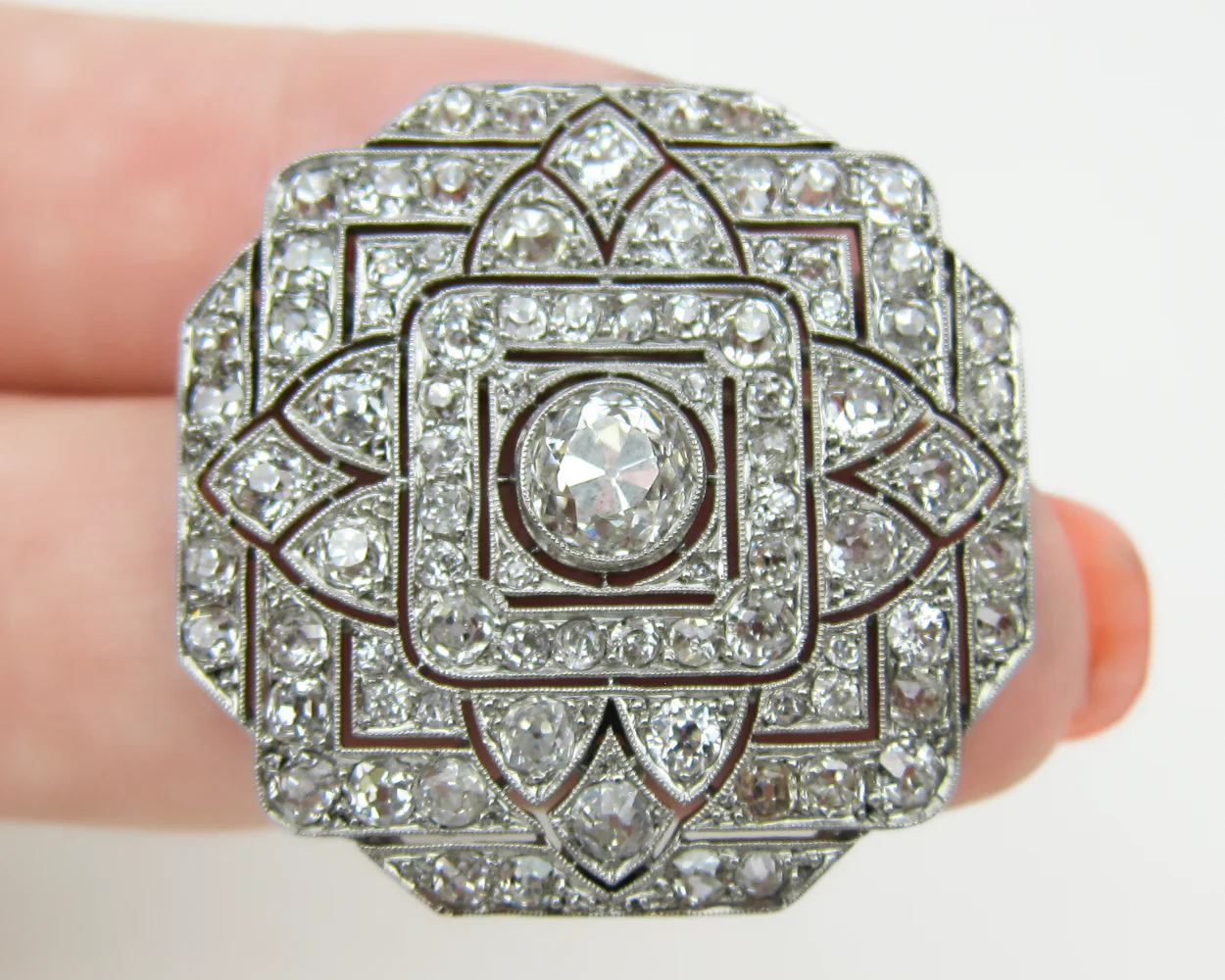 Art Deco Platinum Diamond Brooch/Pendant - Image 3