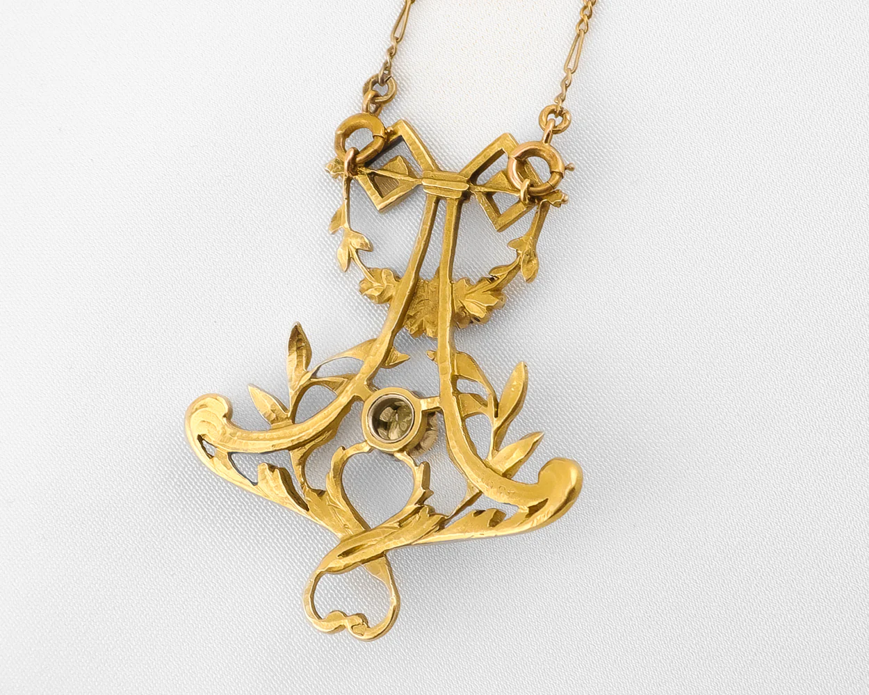 Art Nouveau Floral Diamond Pendant - Image 3