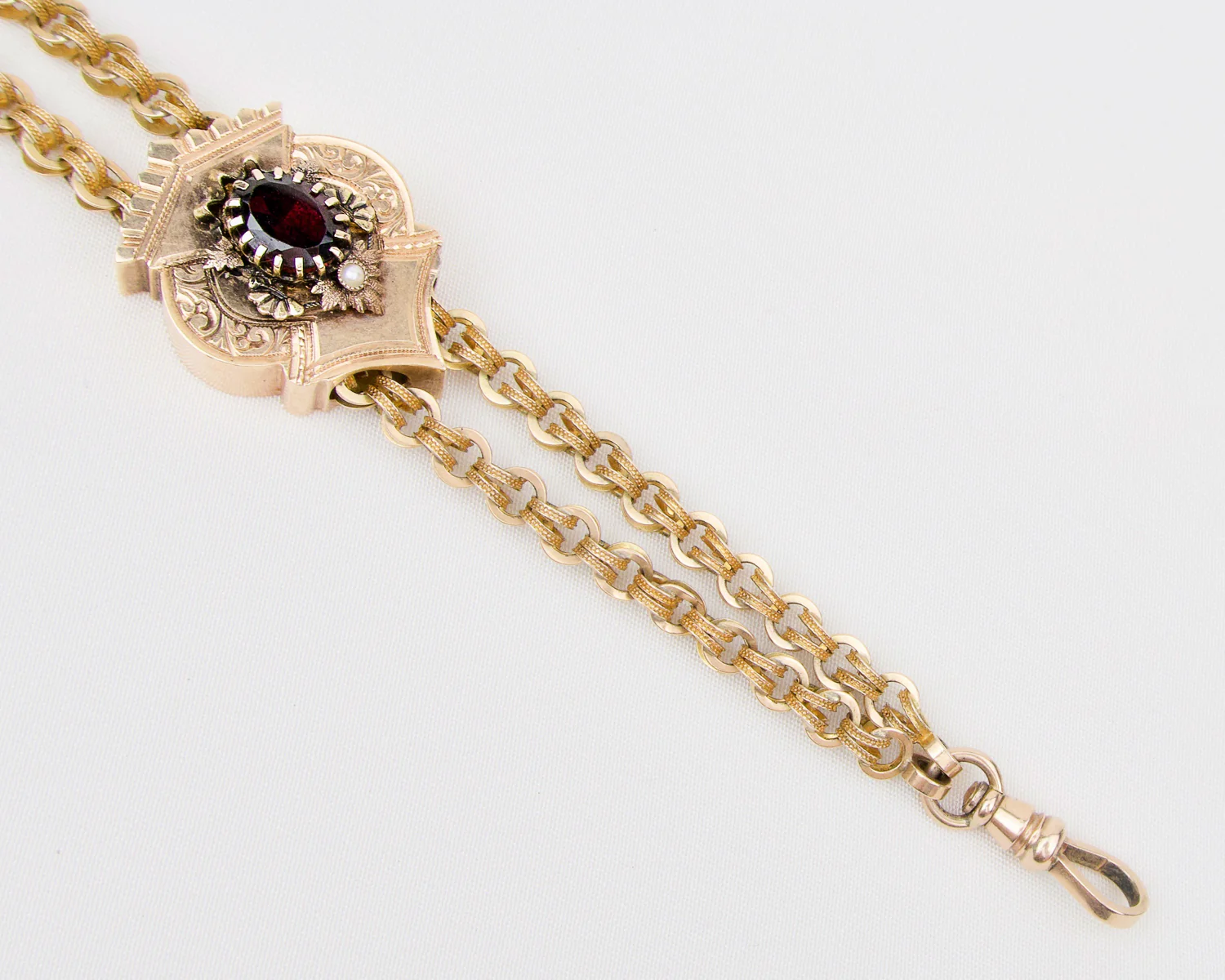 Victorian 14KT Garnet Slide Chain - Image 2