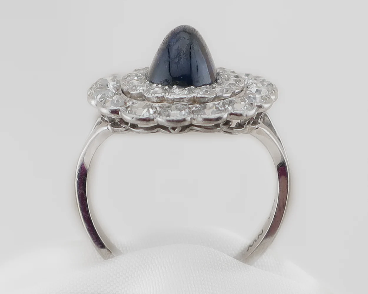 Art Deco Sapphire and Diamond Halo Ring - Image 2