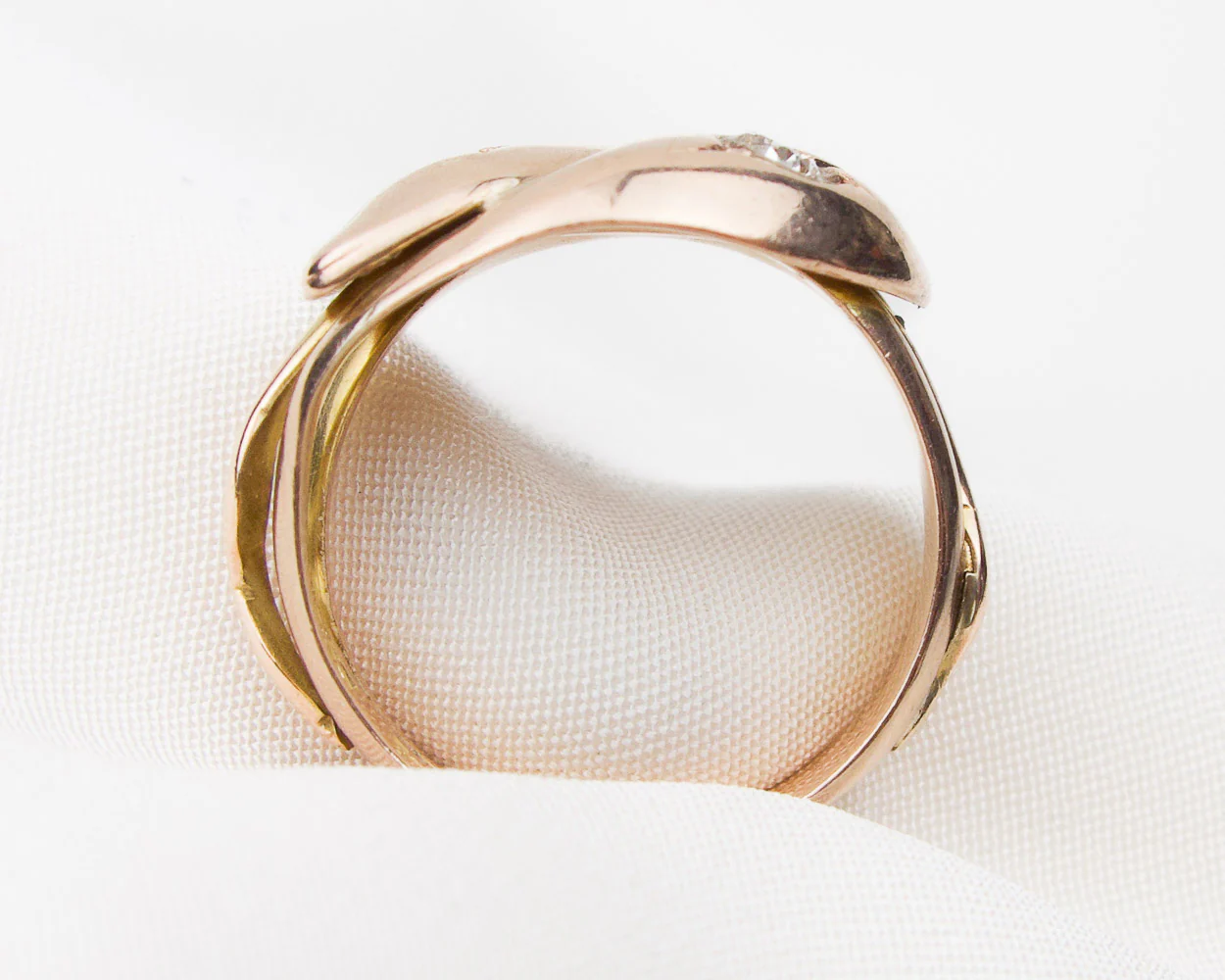 Circa 1918 Rose Gold Ruby & Diamond Snake Ring - Image 4