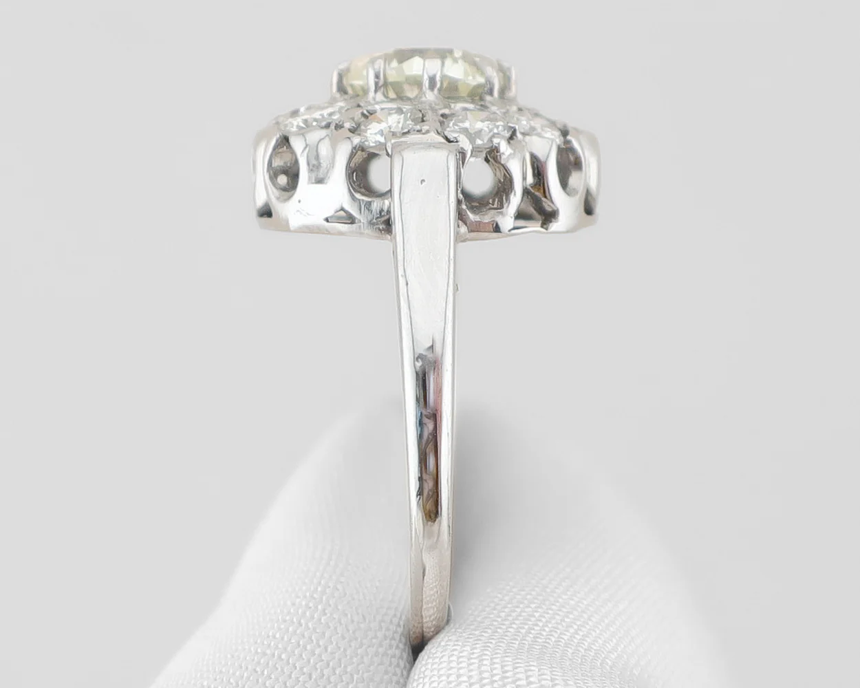 Midcentury Diamond Cluster Engagement Ring - Image 3