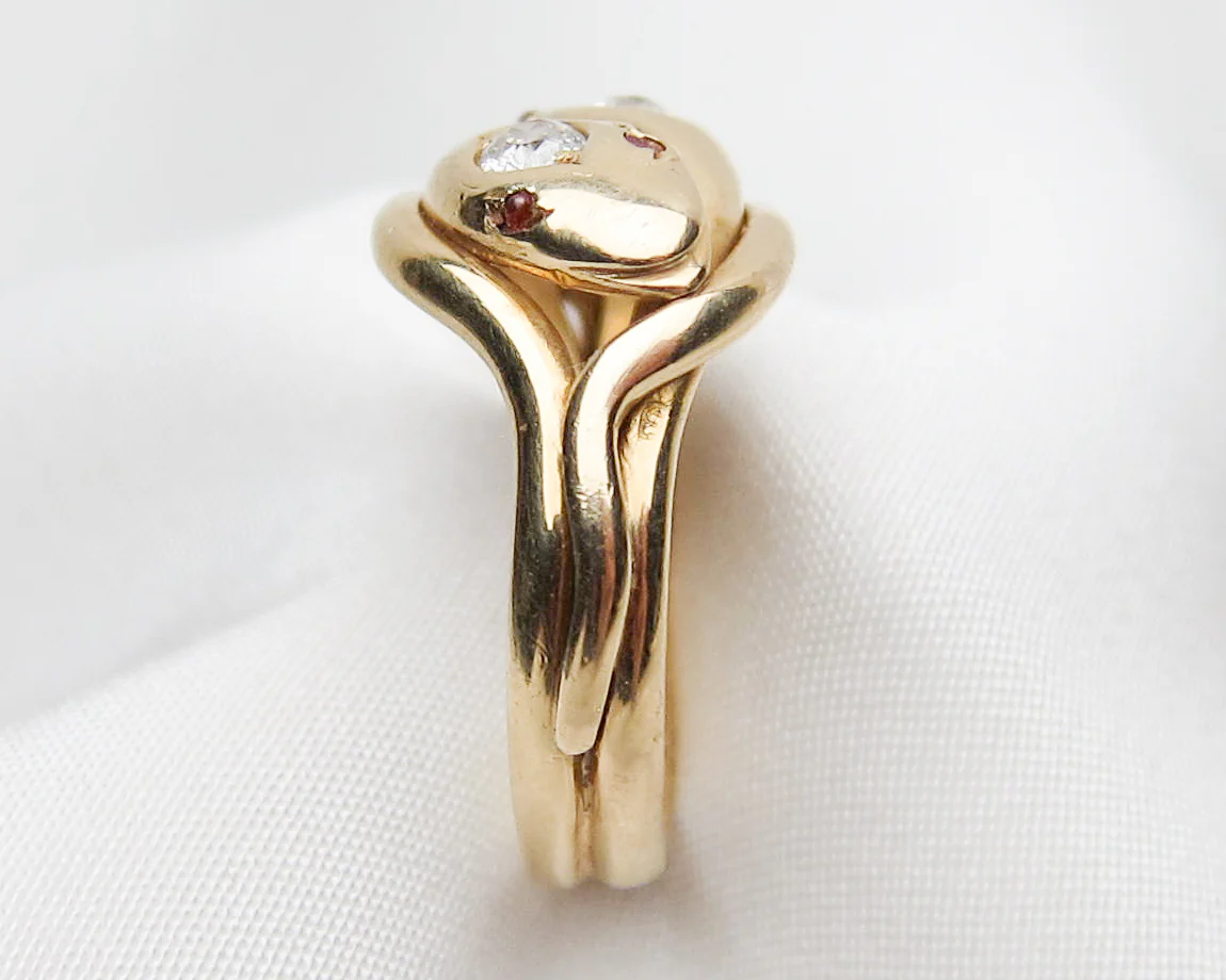 Victorian Diamond & Ruby Snake Ring - Image 3