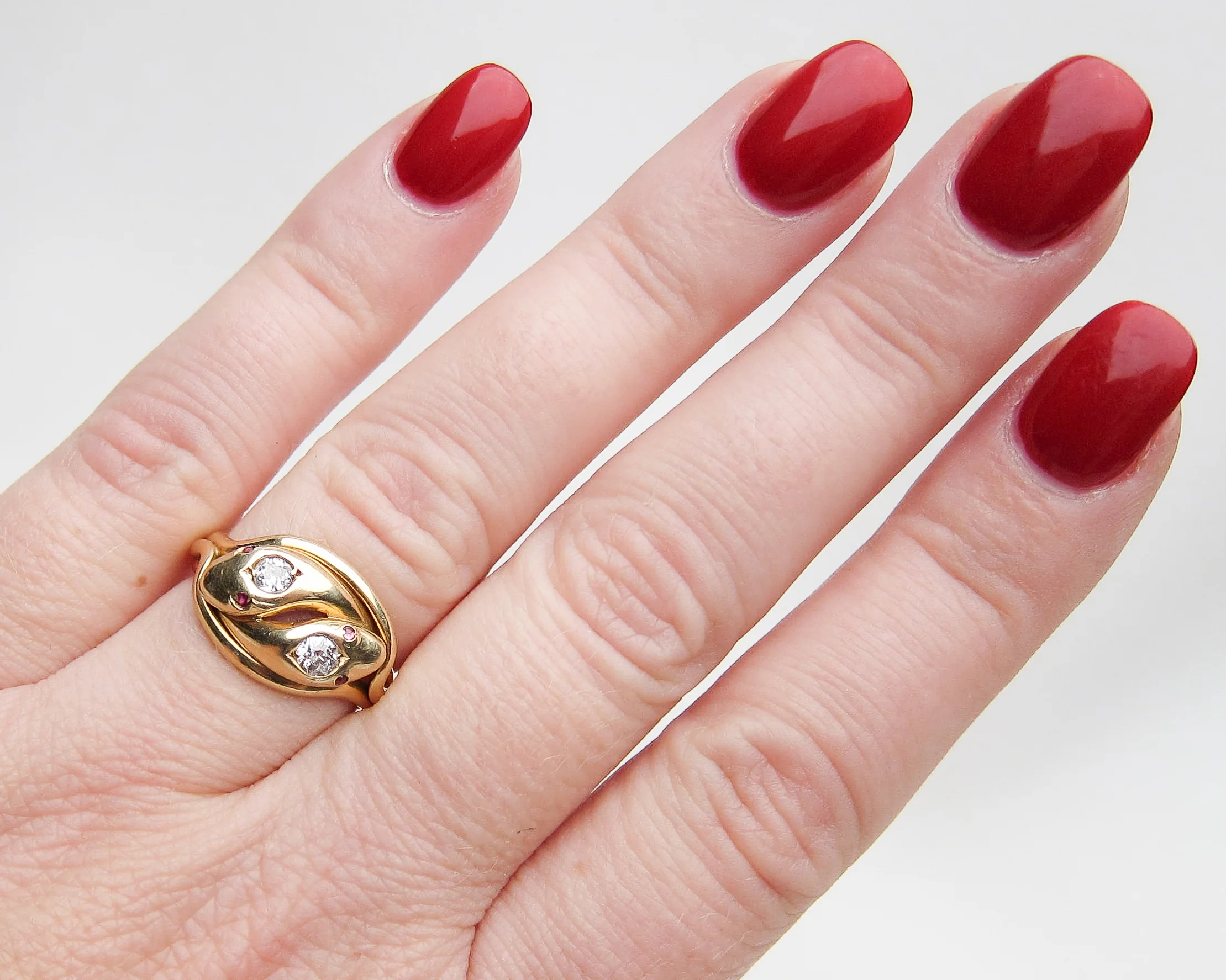 Victorian Diamond & Ruby Snake Ring - Image 7
