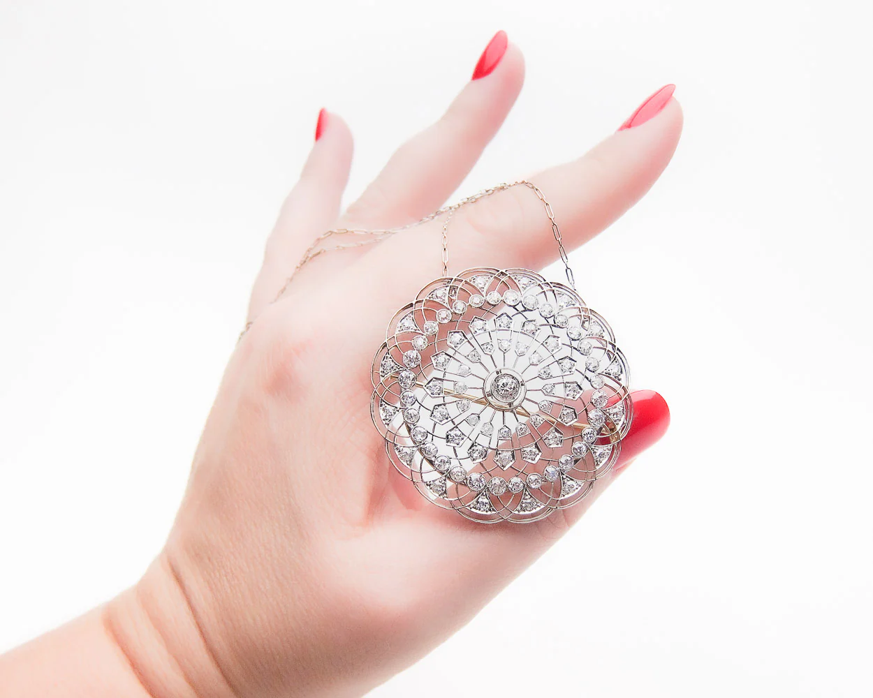 Edwardian Circular Diamond Necklace/Brooch - Image 4