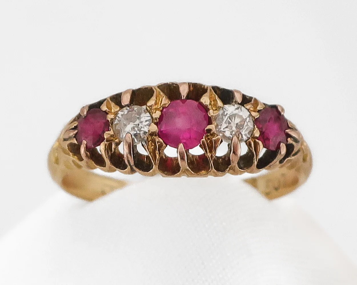Edwardian Diamond & Ruby English Ring