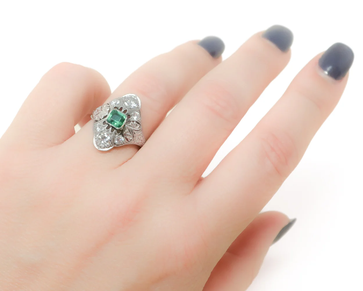 Edwardian Emerald & Diamond Ring - Image 4