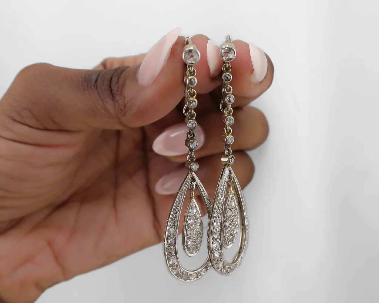Edwardian French Diamond Earrings - Image 2