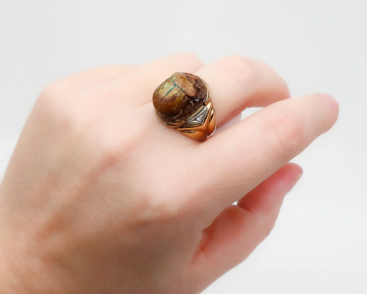 Retro Egyptian Revival Scarab Ring - Image 4