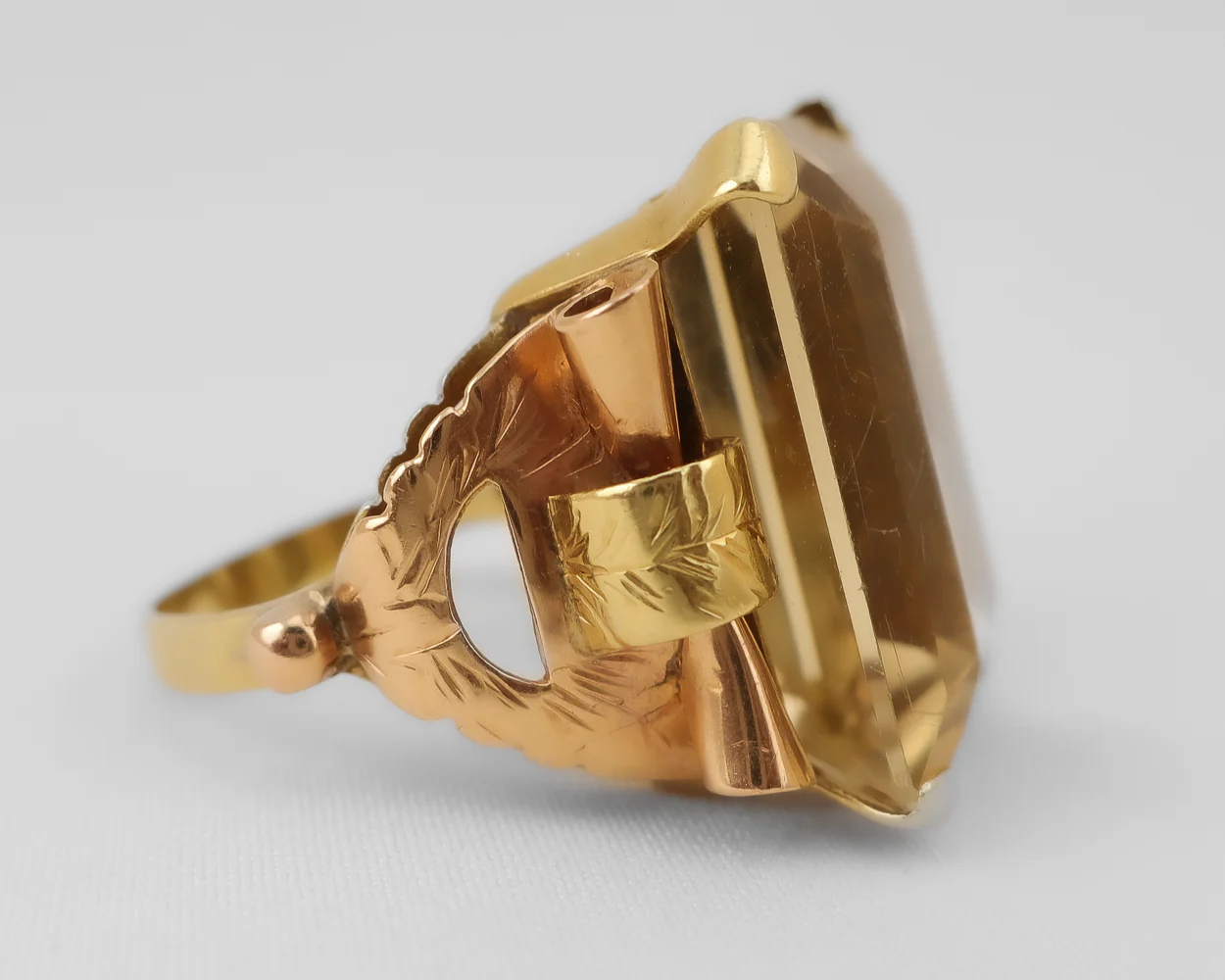 Retro-Era Citrine Cocktail Ring - Image 4