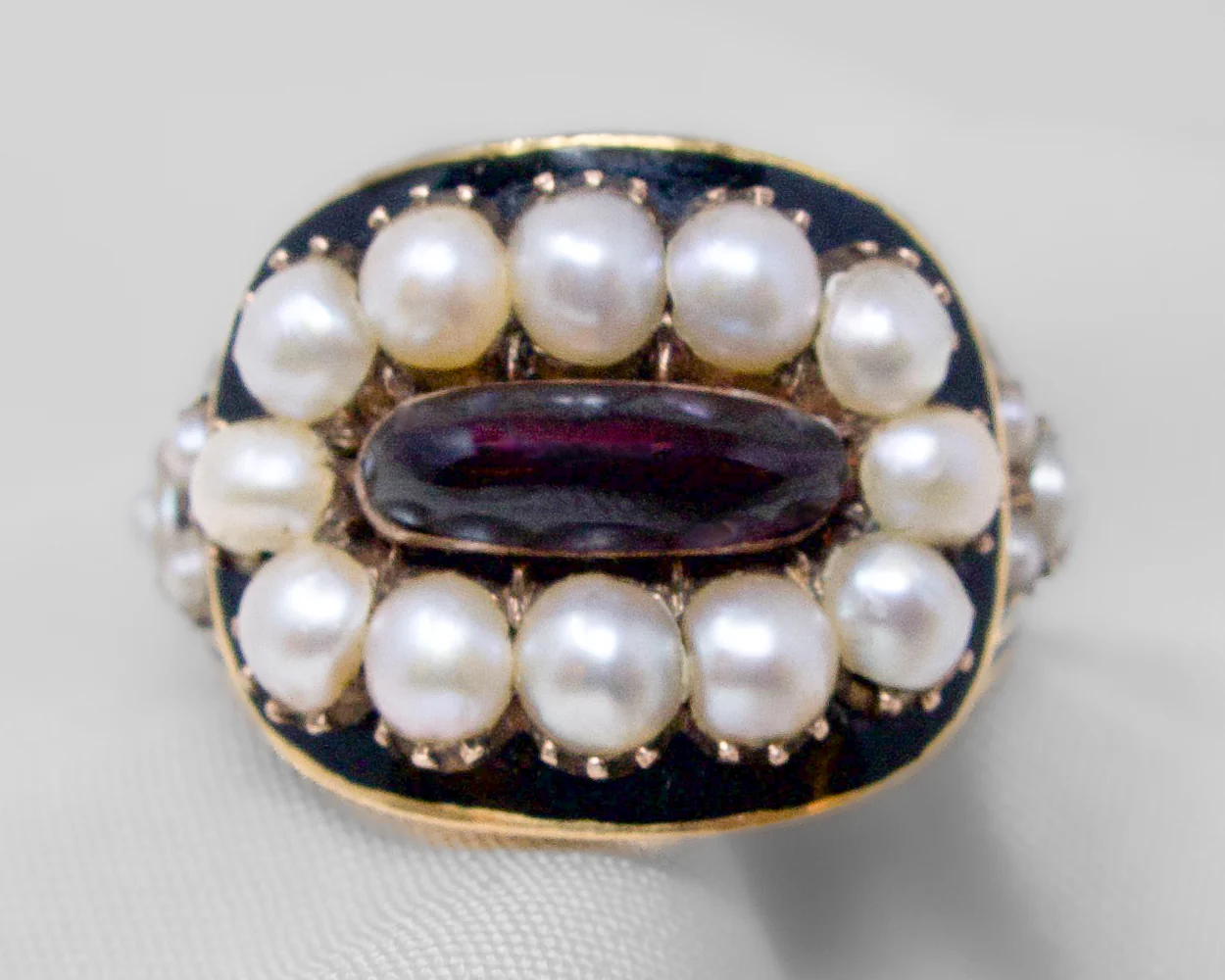 Georgian Enamel & Pearl Mourning Ring