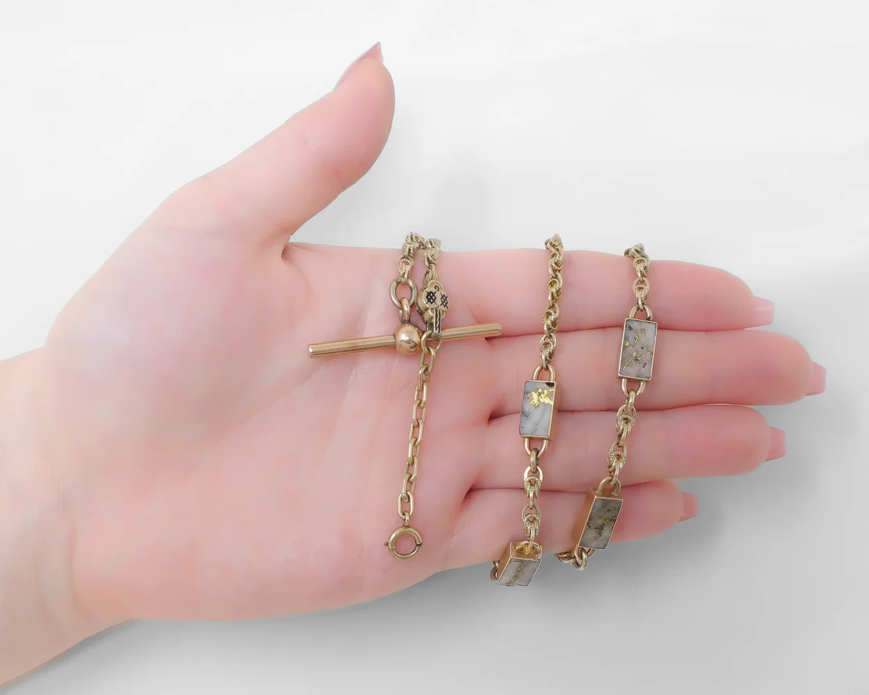 Victorian Gold-Bearing Quartz Watch Chain - Image 4