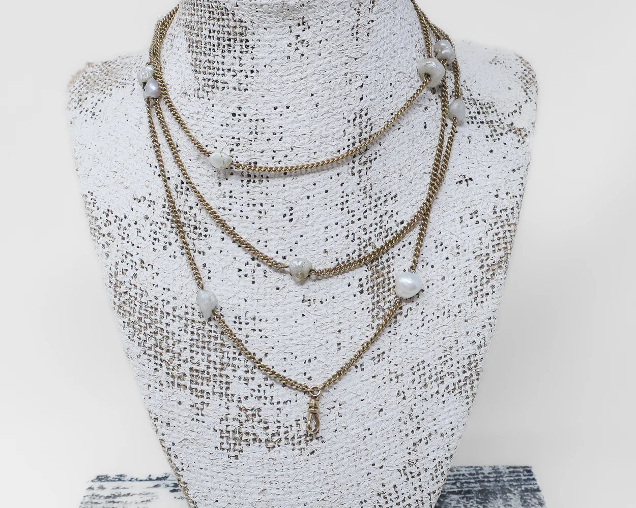 Victorian Gold Chain with Pearls - Image 4