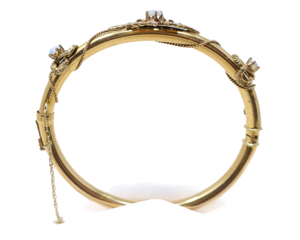 Midcentury Victorian Revival Opal Bangle - Image 2