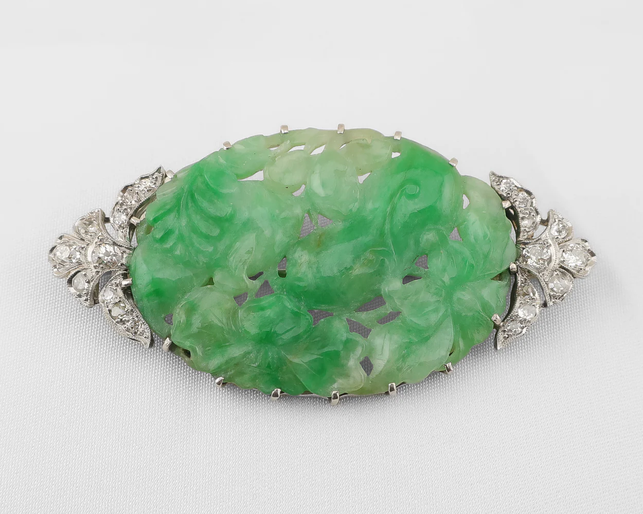 Edwardian Jade & Diamond Brooch - Image 2