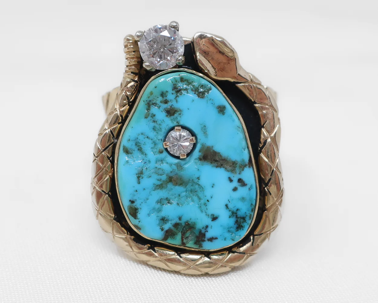 Late-Midcentury Turquoise Ring with Diamonds - Image 3