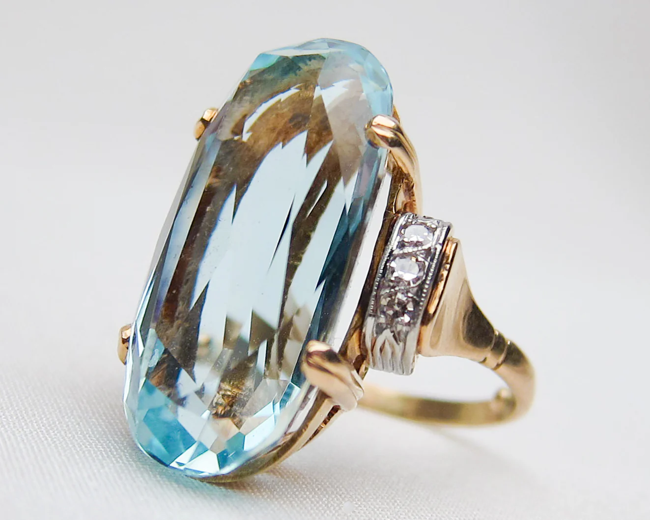 Retro Aquamarine Cocktail Ring - Image 7