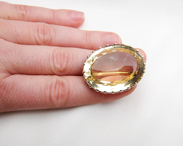 Midcentury Citrine Brooch - Image 4