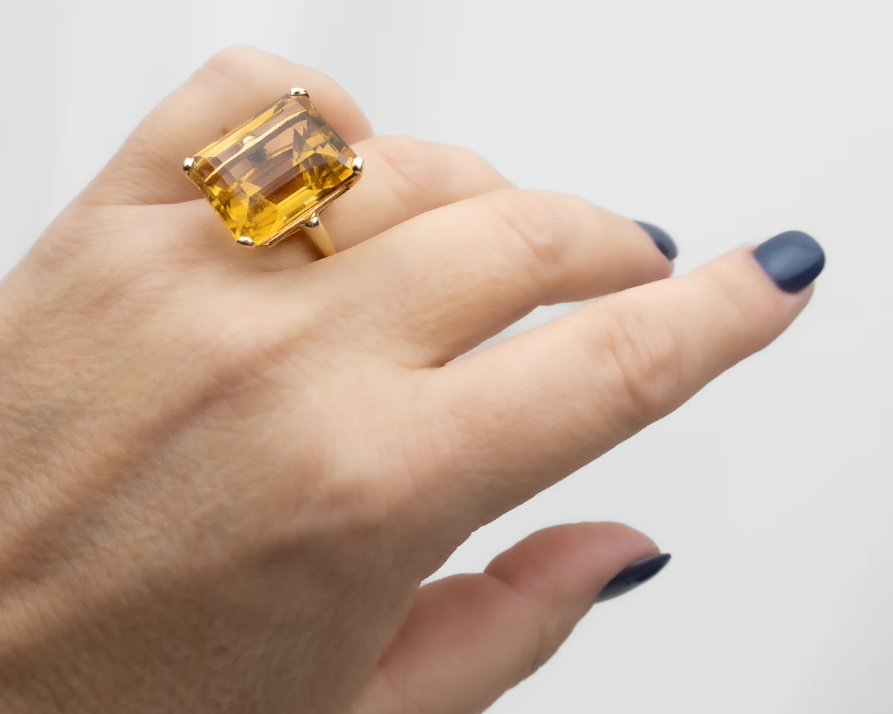 Midcentury Citrine Cocktail Ring - Image 2