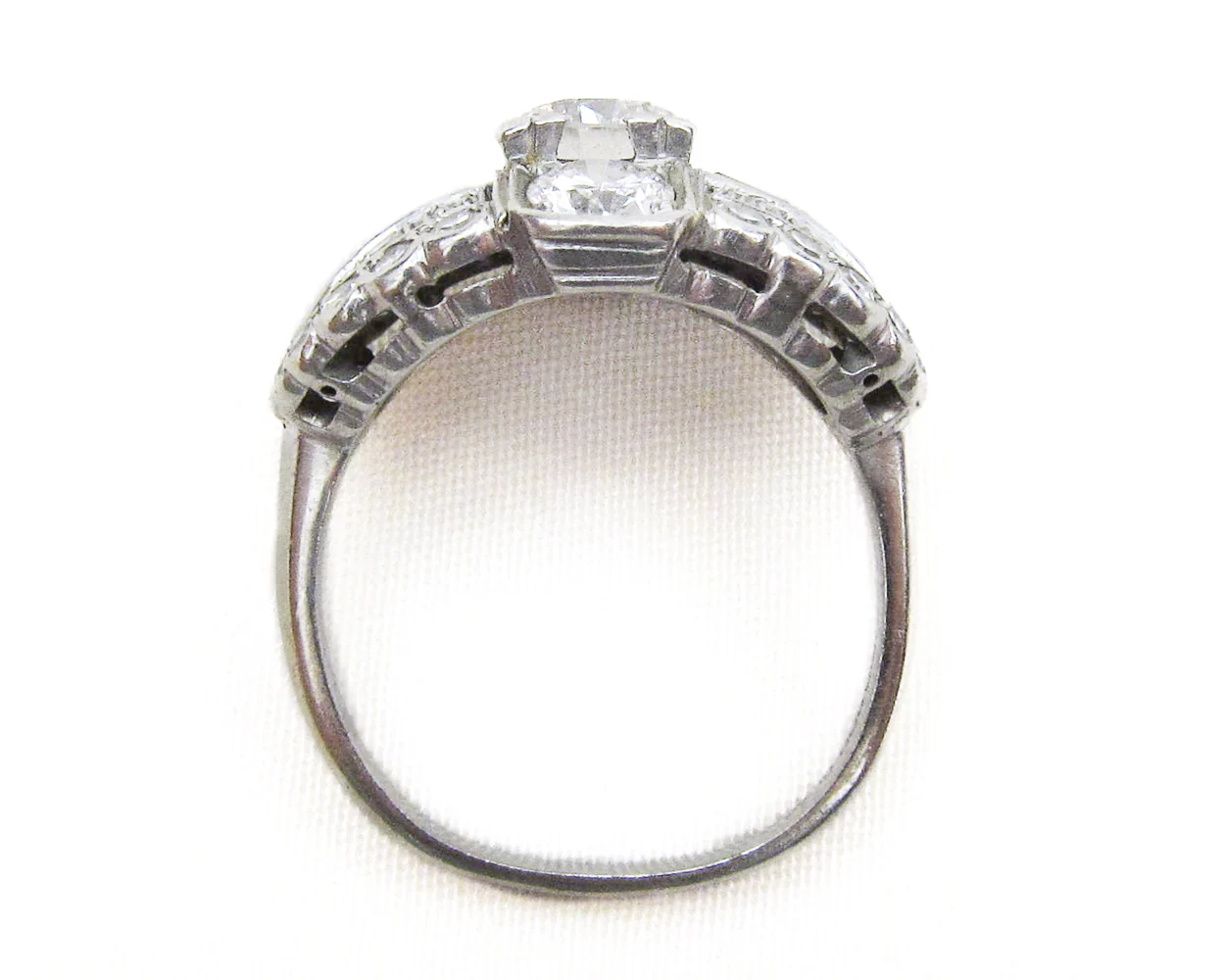 Midcentury Ornate Diamond Cluster Cocktail Ring - Image 3