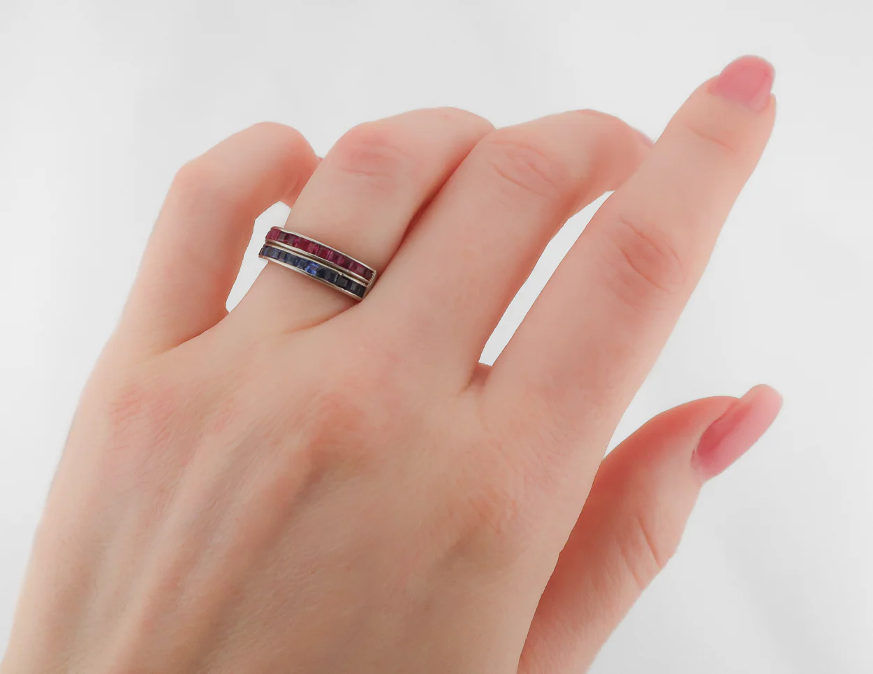 Midcentury Ruby & Sapphire Flip Ring - Image 4