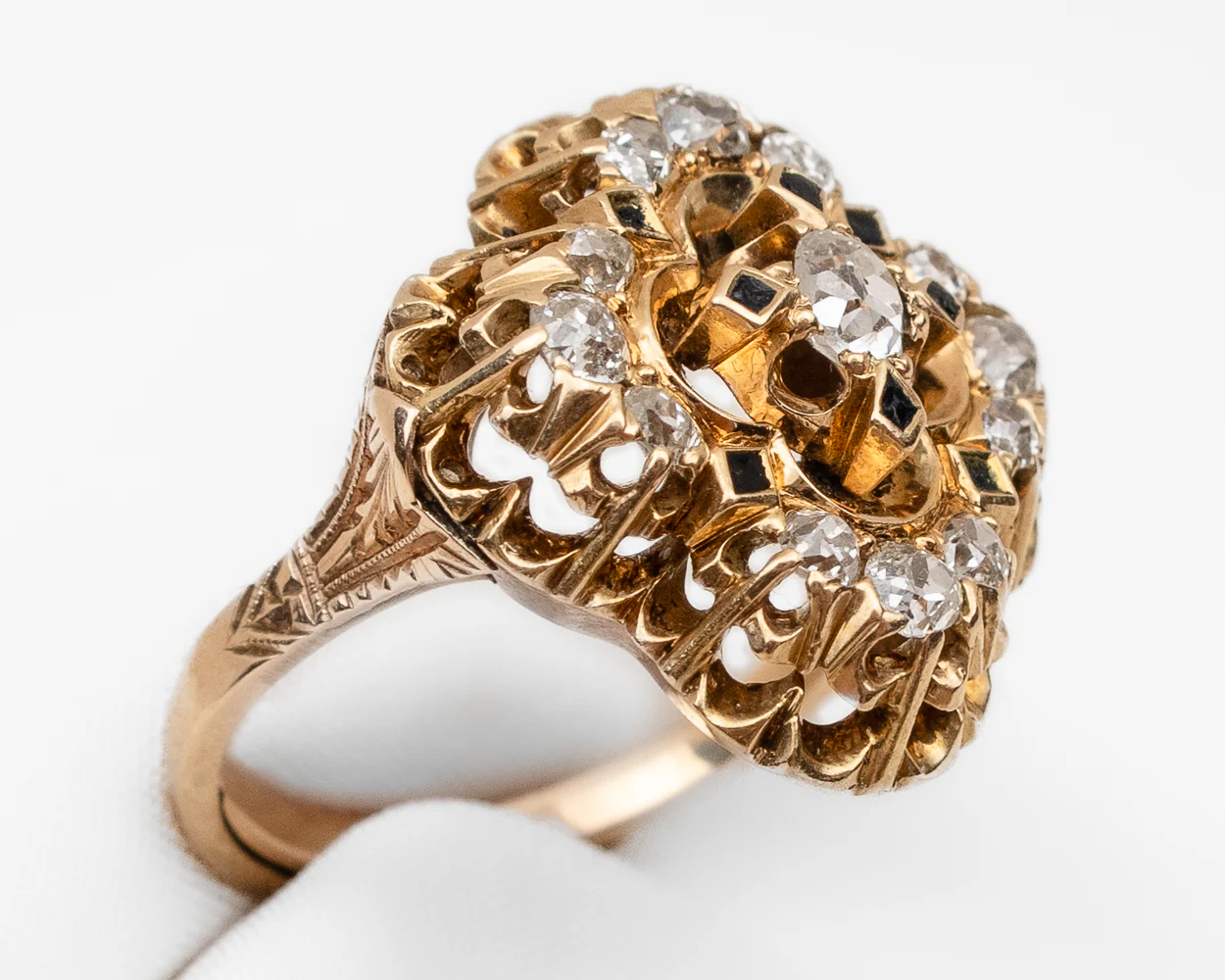 Victorian Mine-Cut Diamond Cluster Ring - Image 3