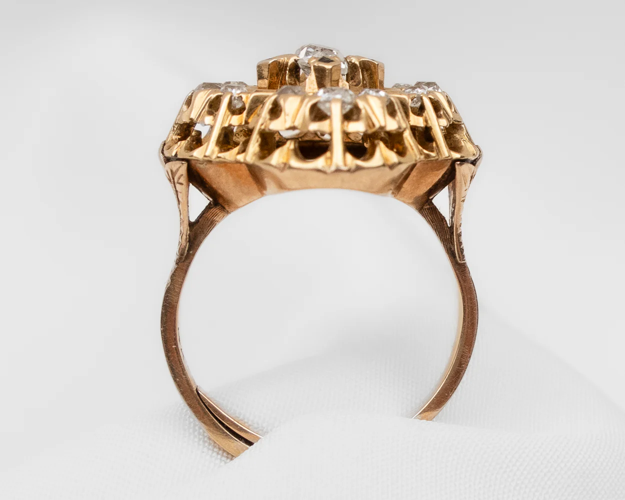 Victorian Mine-Cut Diamond Cluster Ring - Image 4