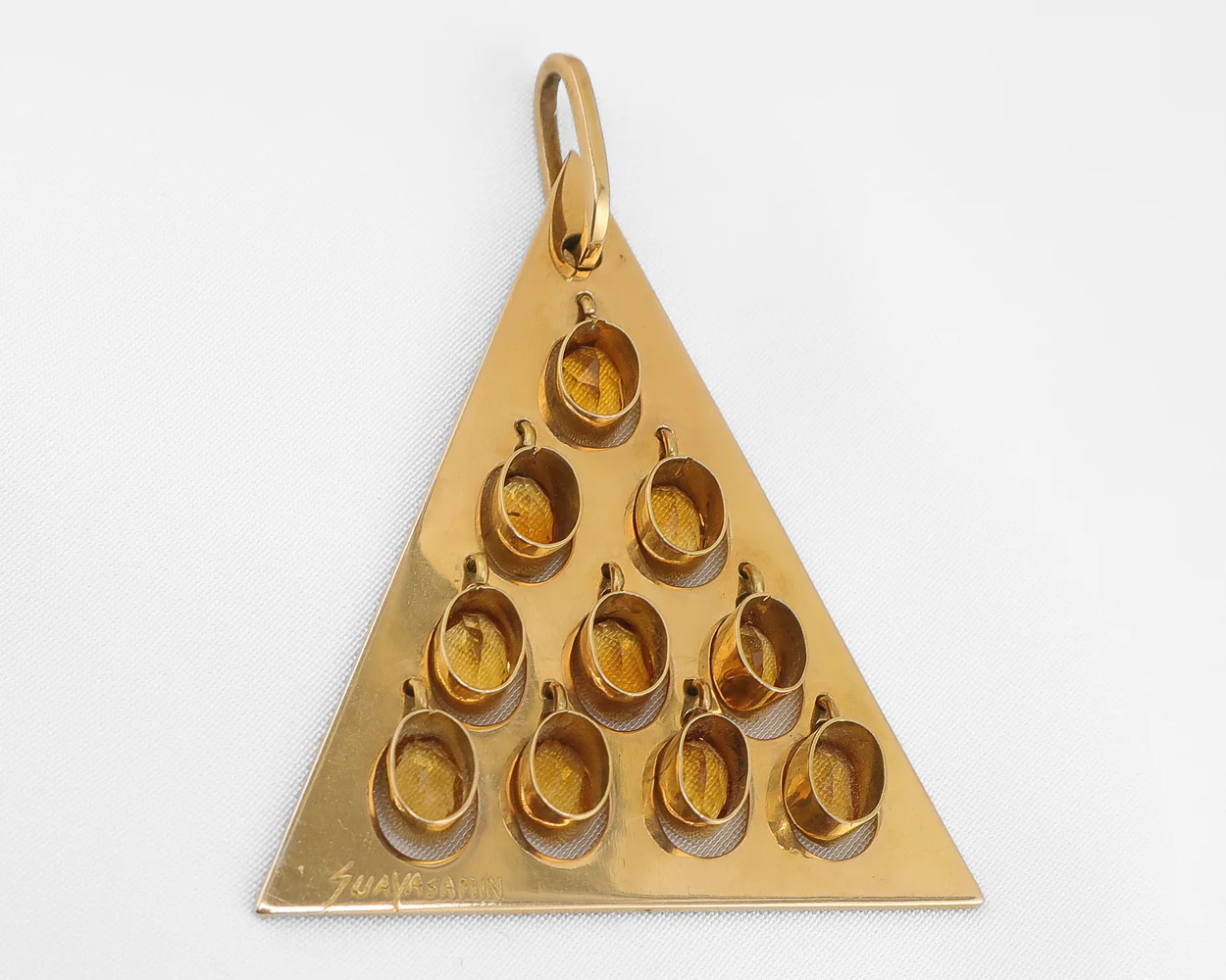 Oswaldo Guayasamin Triangle Citrine Pendant - Image 3