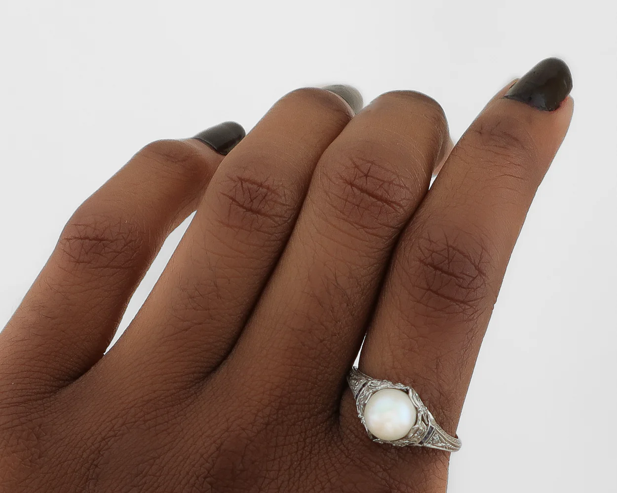 Art Deco Pearl, Diamond and Sapphire Ring - Image 5