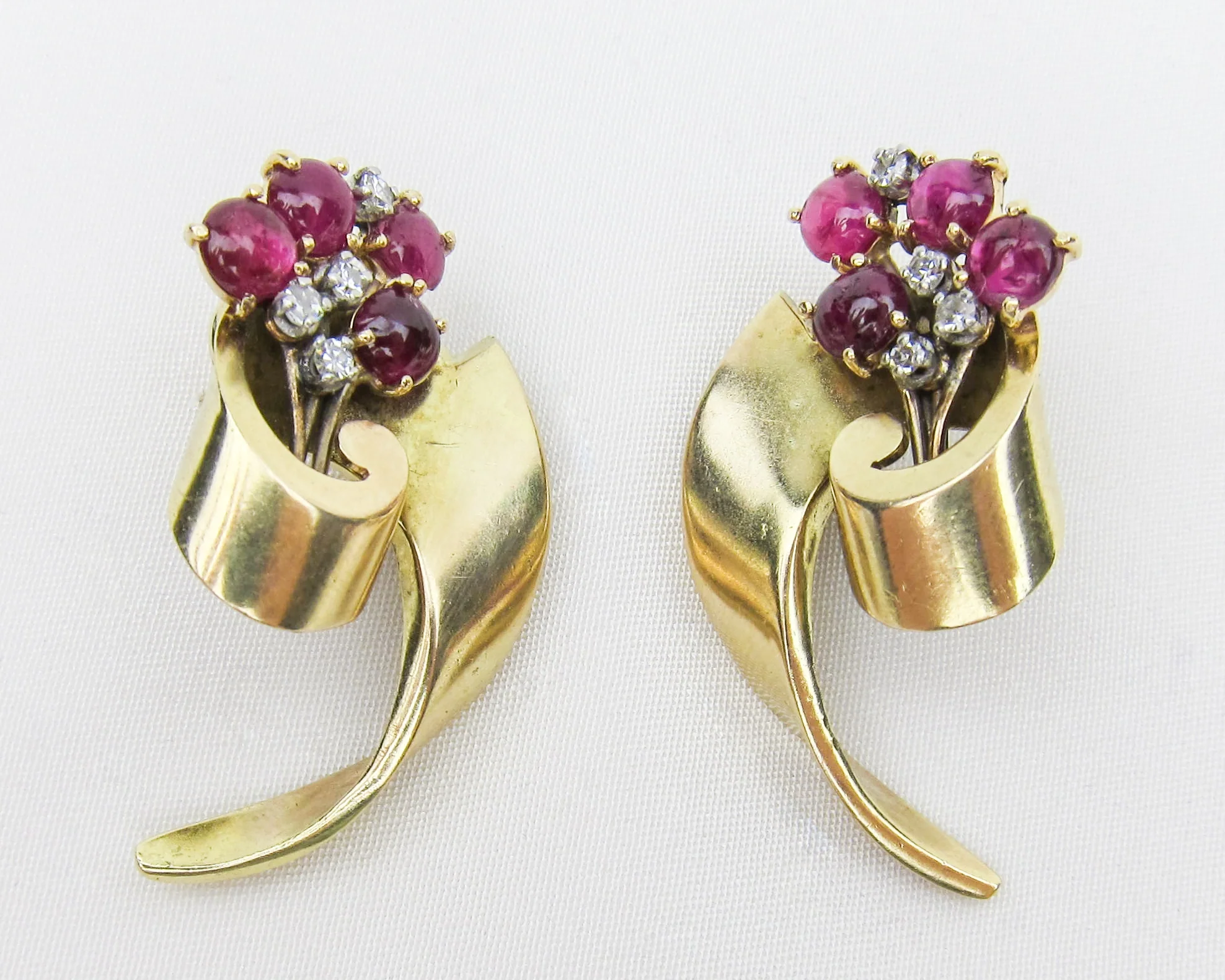 Retro Era Ruby & Diamond Earrings