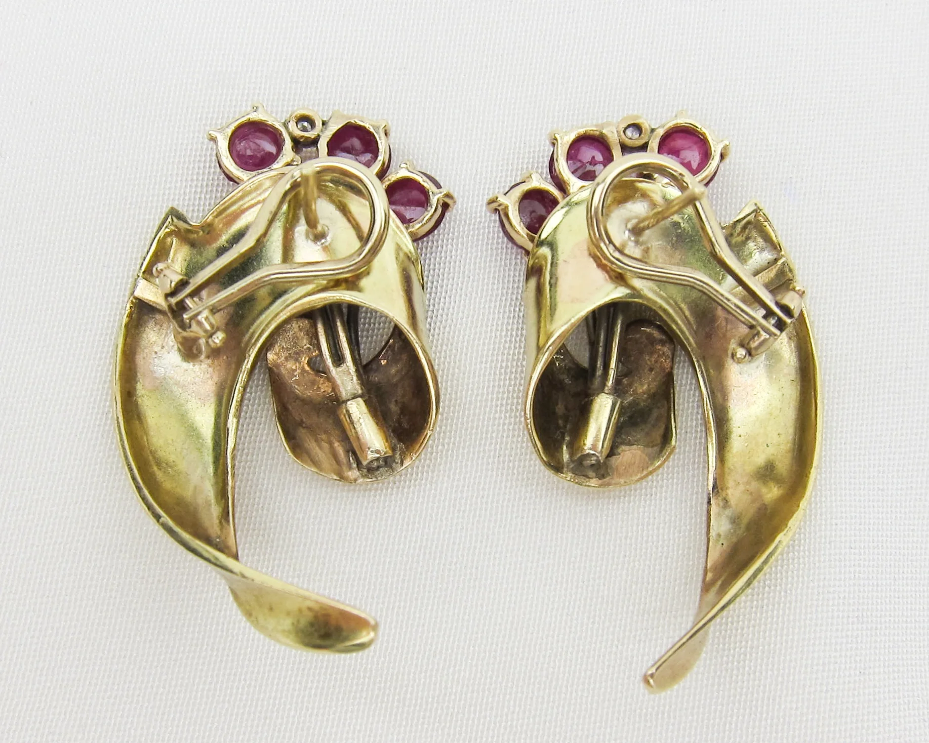 Retro Era Ruby & Diamond Earrings - Image 2
