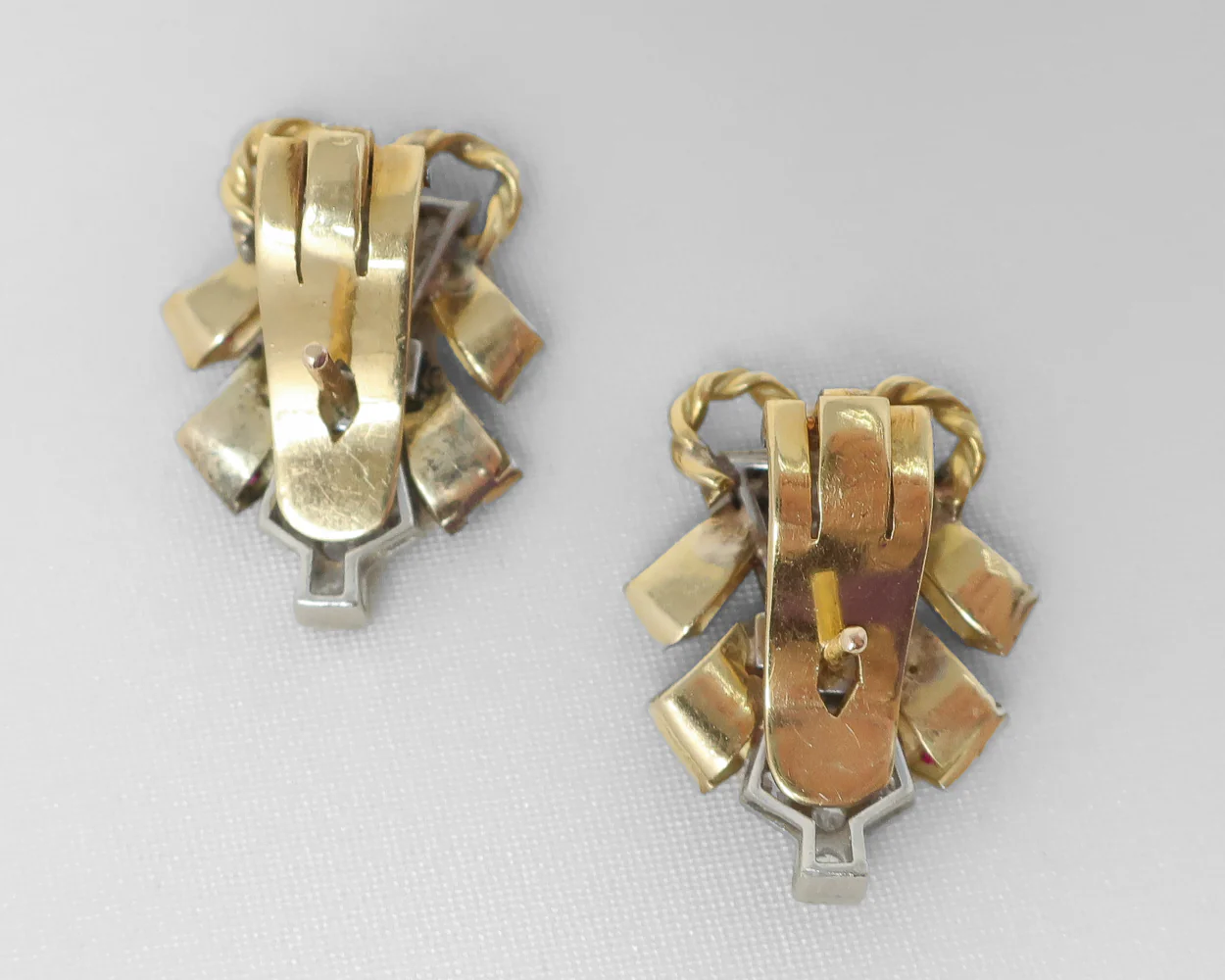 Retro Ruby and Diamond Earrings - Image 3