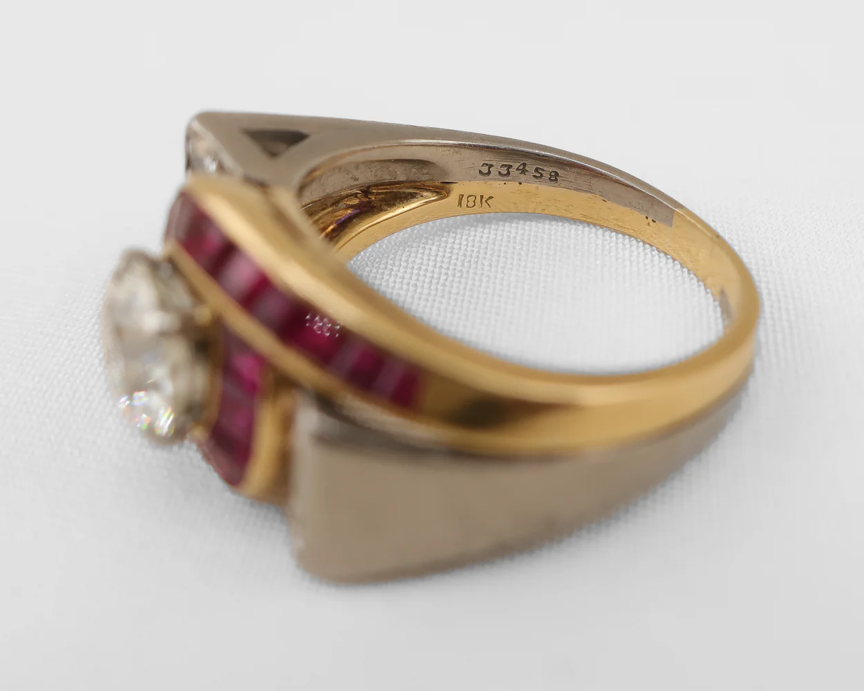 Retro Diamond & Ruby Ring - Image 3