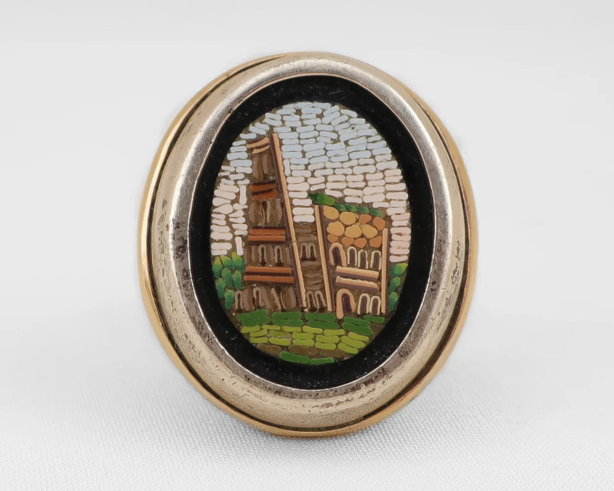 Roman Colosseum Micro Mosaic Ring