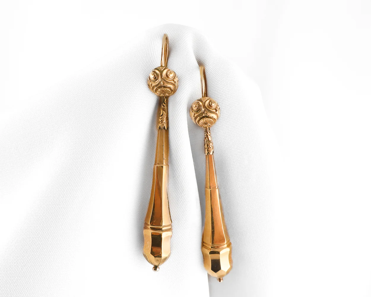 Victorian Long Gold Dangle Earrings