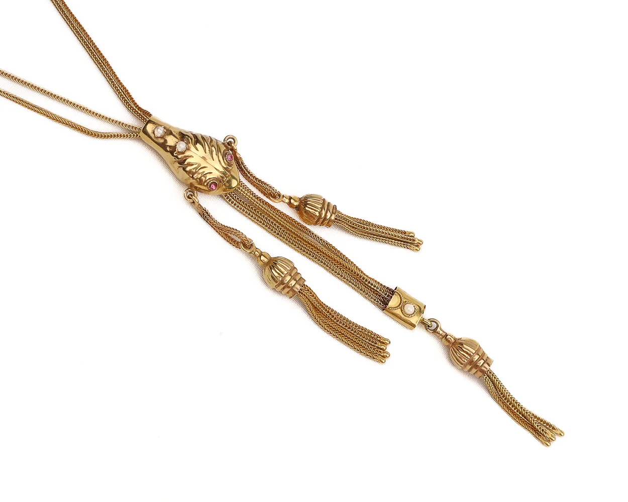 Victorian 14KT Sautoir Snake Slide Chain - Image 3