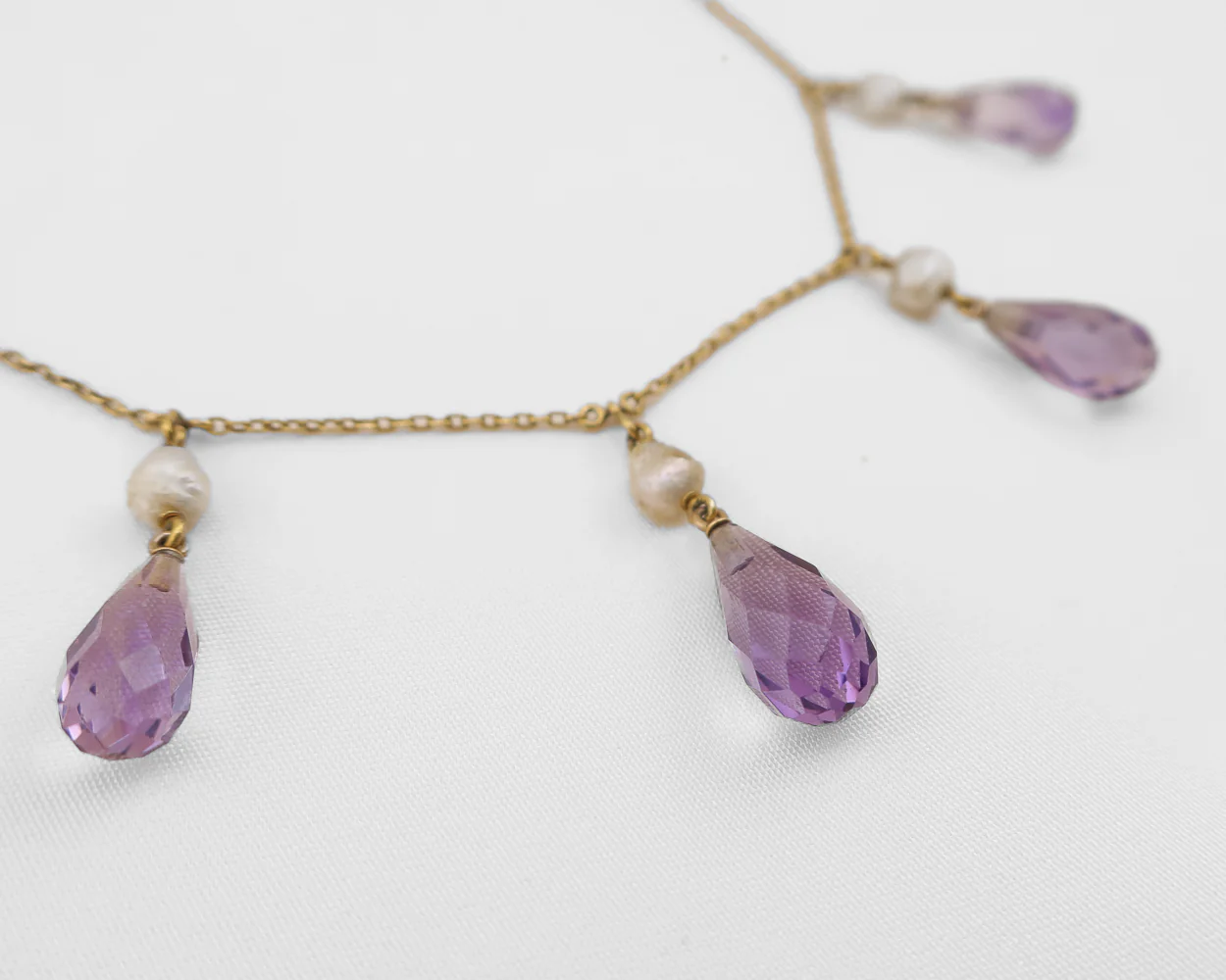 Victorian Amethyst Briolette and Pearl Necklace - Image 2